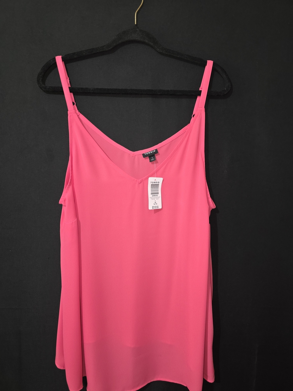 torrid Bright Pink Adjustable Strap V-Neck Cami